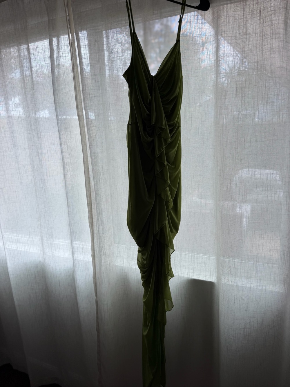 Green Ruffle Strap Dress - Picture 3 of 3